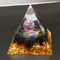 Orgonite Pyramide Obsidienne et Améthyste Arbre de vie 6 cm